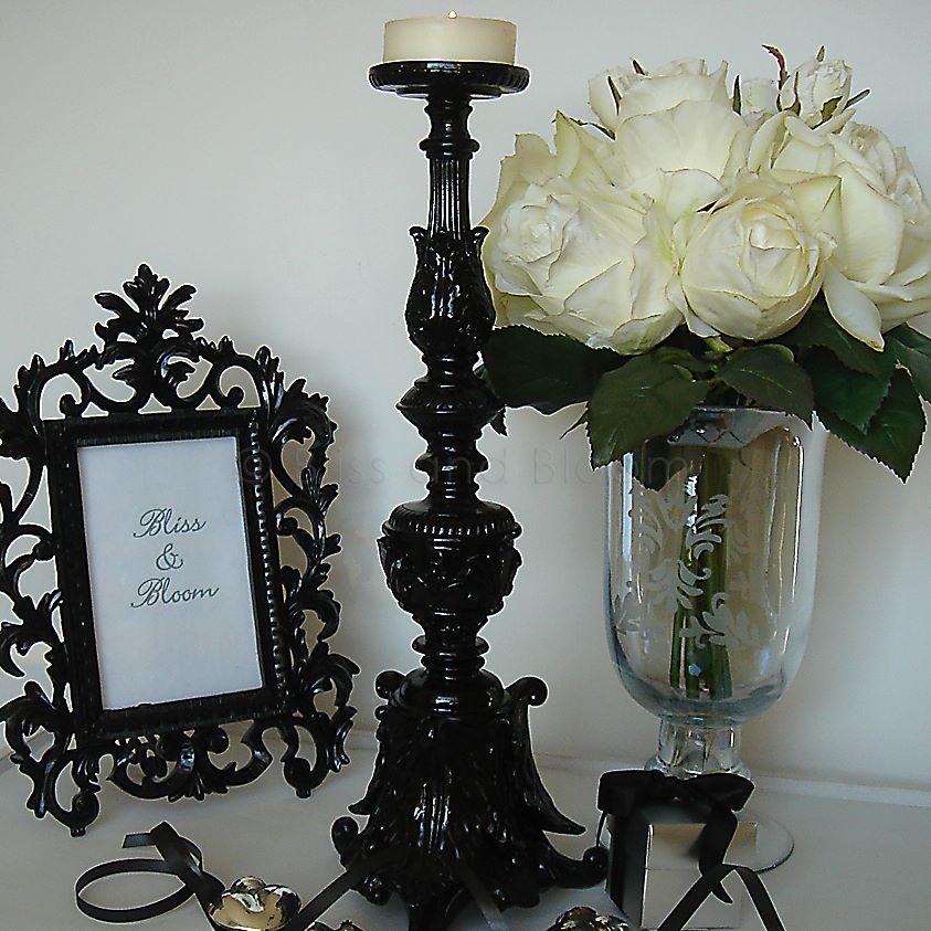 Black ornate candlestick Bliss and Bloom